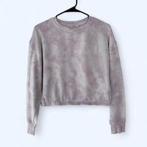 Hippie Rose Tie Dye Cropped Sweatshirt Pullover Lavender Grey Women